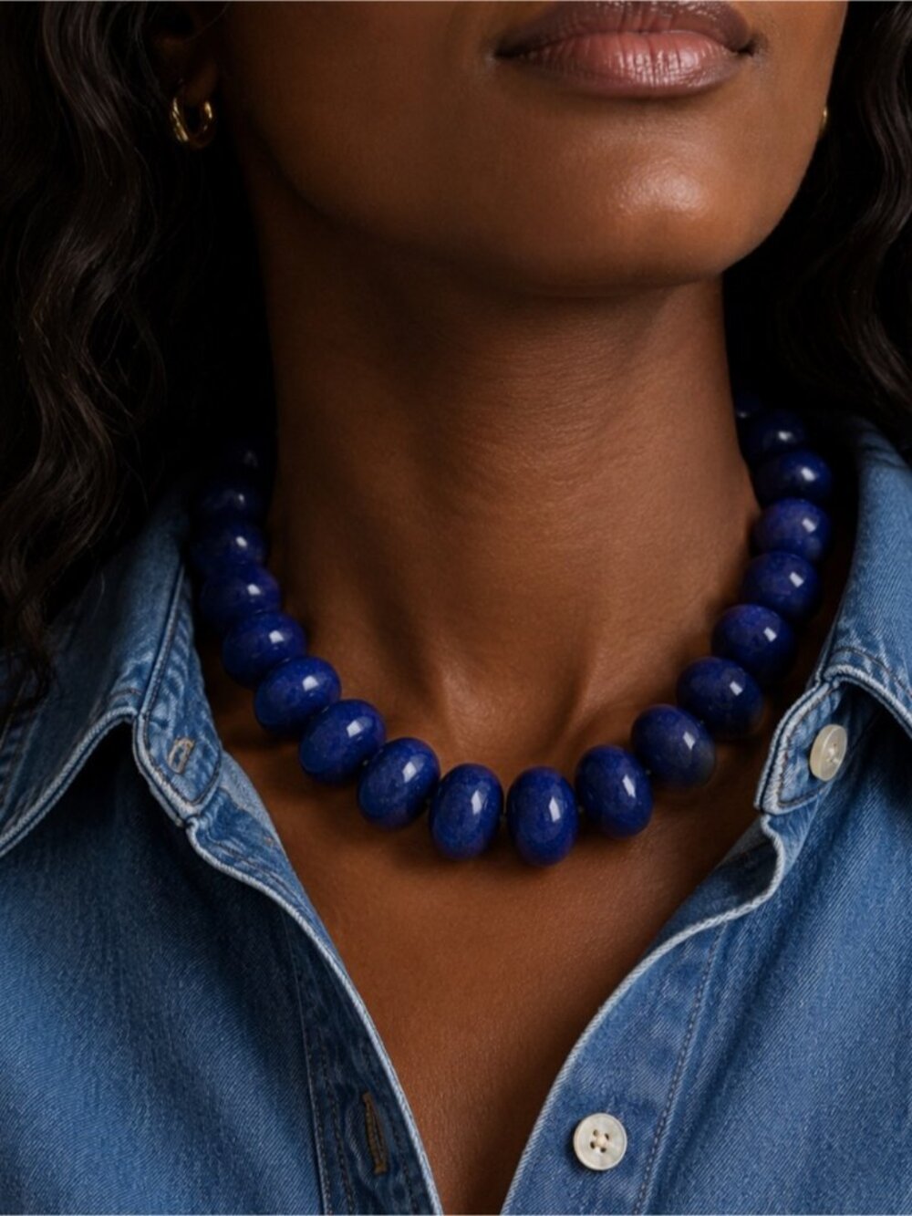 New! Coastal Preppy Blue Chunky Beaded Dopamine Necklace NWOT